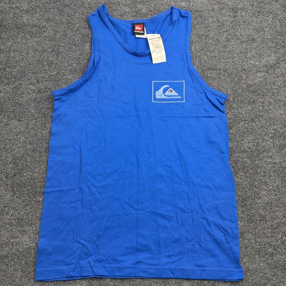 Vintage Y2K Quicksilver Tank Top Blue Mens Surf Size S Beach Tee‎ NWT